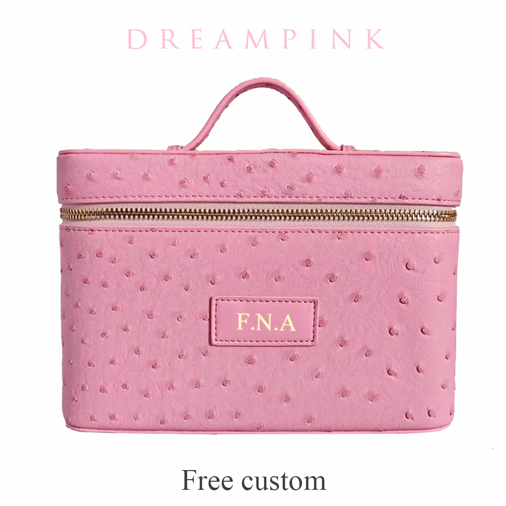 Women Vanity Bags - Luxury Ostrich Mock Women Makeup Vanity