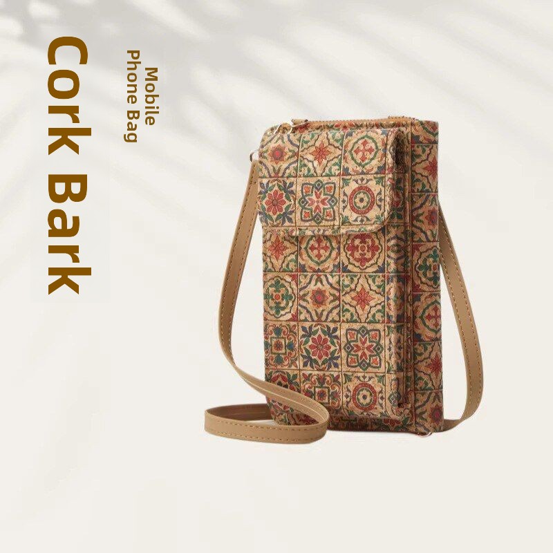 Women Bags With Wallet - Portable Cork Tree Bark Printed Wallet