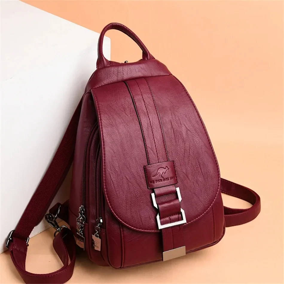Women'S Kangaroo Bags - Multifunctional Women Leather Backpacks Vintage Backpack