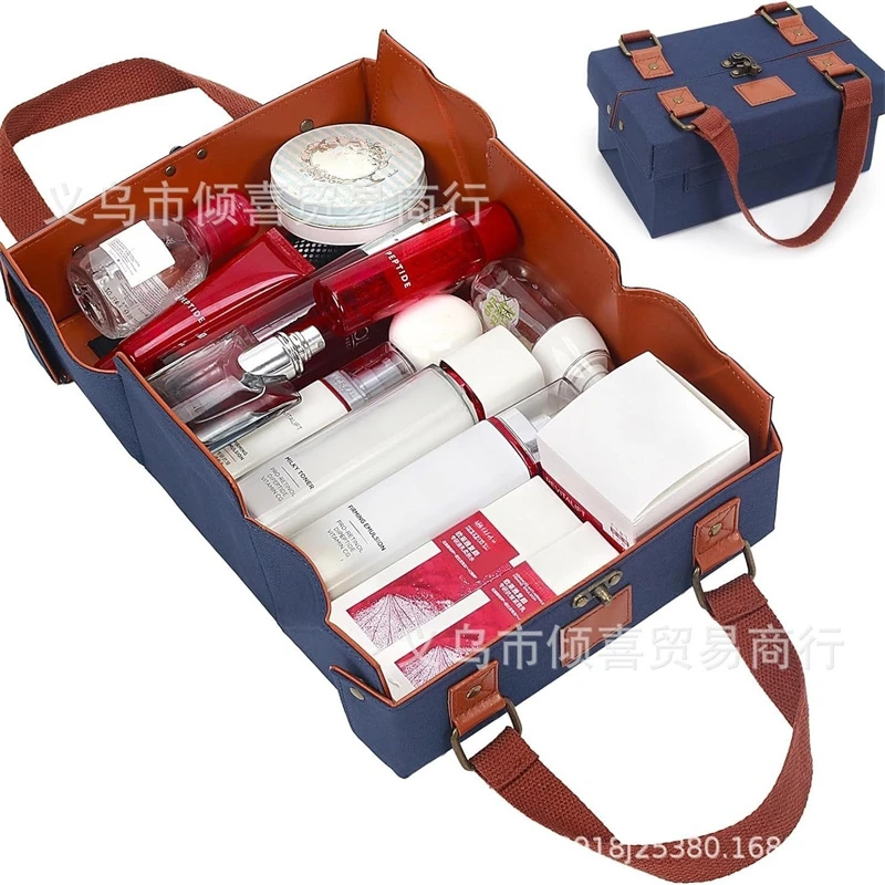 Women Vanity Bags - Leather Magnetic Makeup Tote Bag Cosmetic