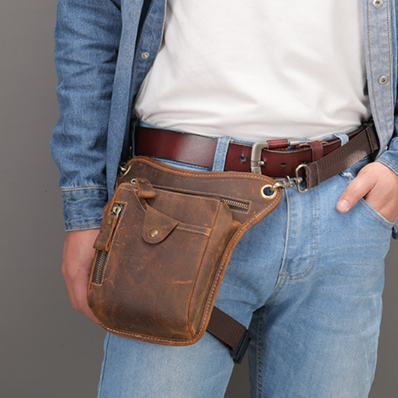Saddle Bag Leather - Vintage Men Waist Fanny Pack Drop