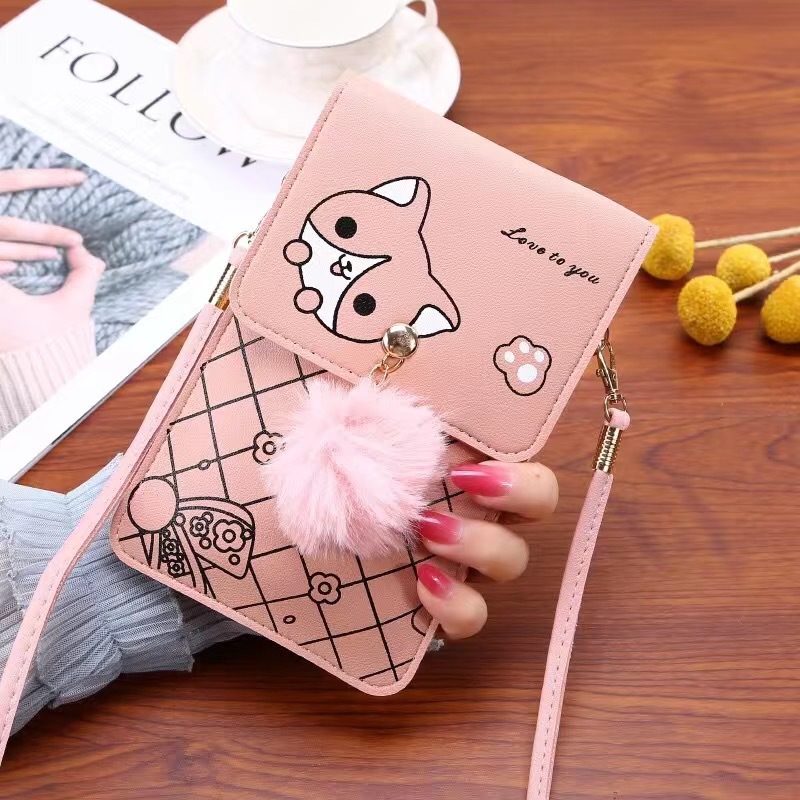 Women Bags With Wallet - Cute Cartoon Pattern Touch-Screen Phone Bag