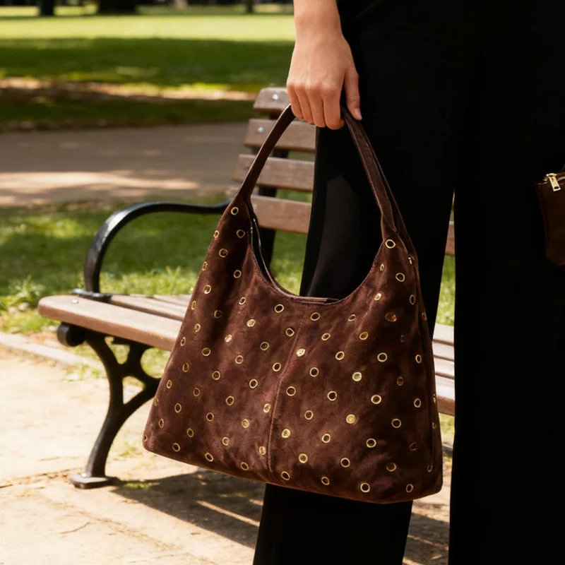 Suede Metal Studded Tote Bag w - Women Bags With Wallet review and price
