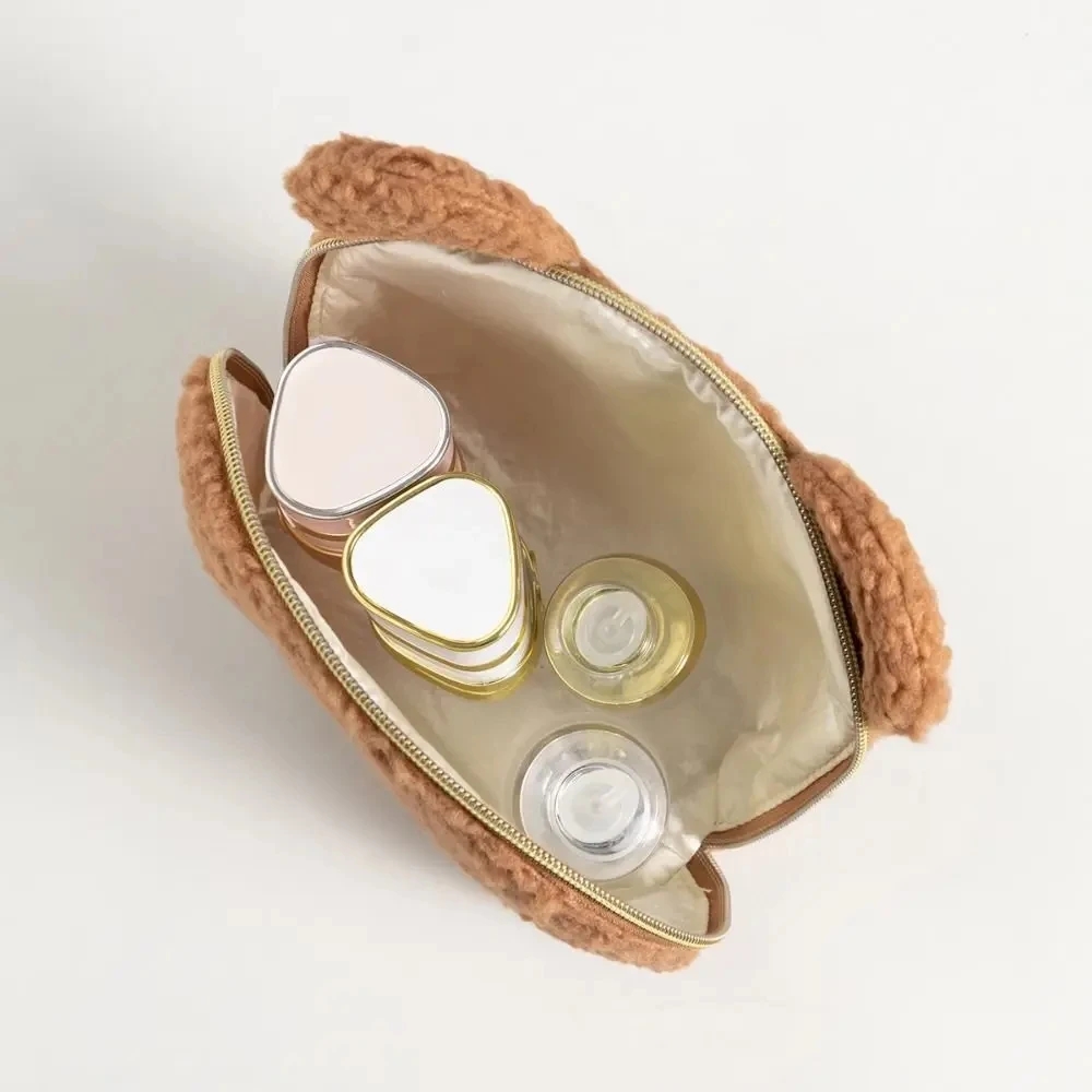 Kawaii Bear Ear Sherpa Makeup  - Women Vanity Bags review and price